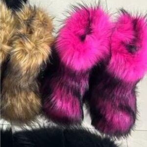 Pink Faux Fur Boots